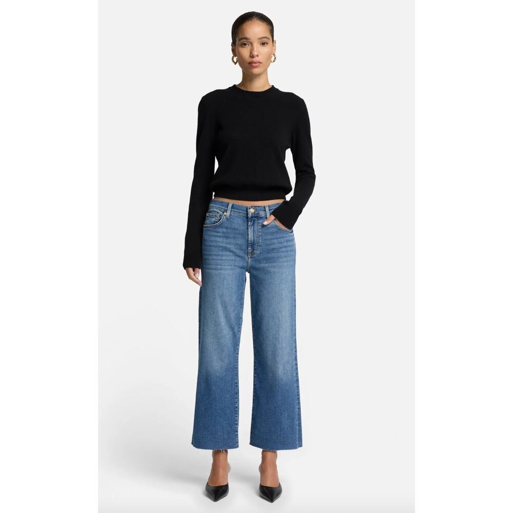 7 For All Mankind Cropped Alexa Medium Wash Jeans Size 29